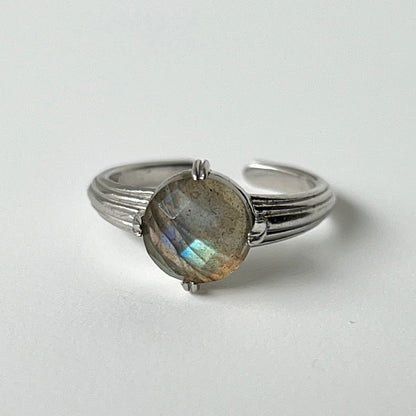 [ labradorite (rose cut) ] croissant silver