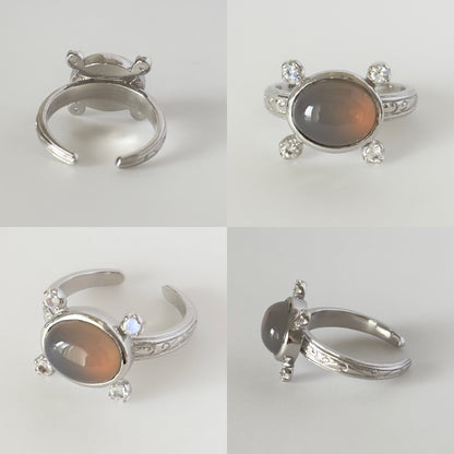 [ gray onyx ] oval petit silver