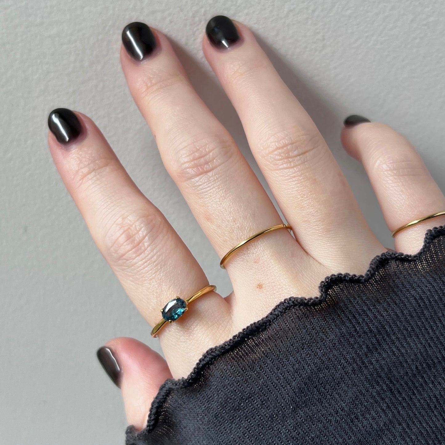 [ indigo blue kyanite ] oval faceted cut ring  gold [ free size ]