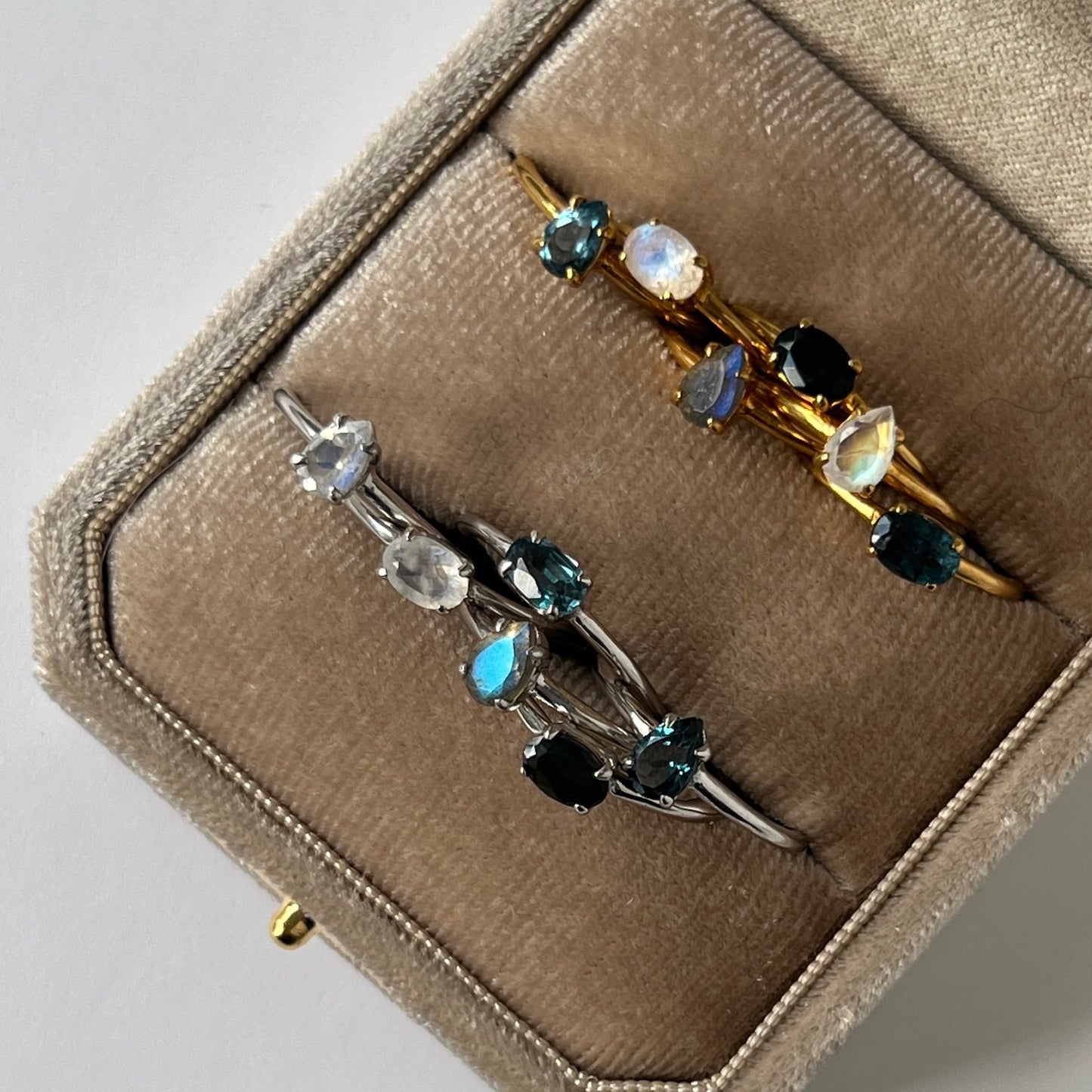 [ labradorite ] dorp faceted cut ring  gold [ free size ]