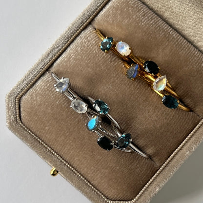 [ labradorite ] dorp faceted cut ring  gold [ free size ]