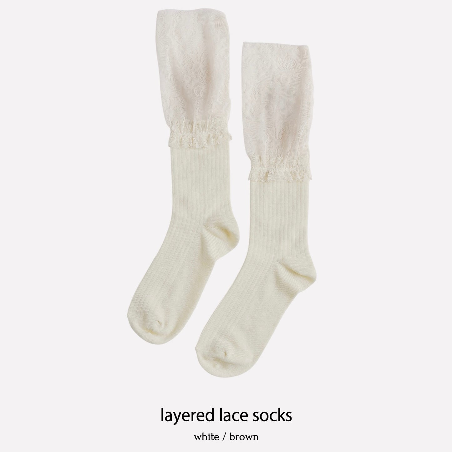【WHITE】layered lace socks