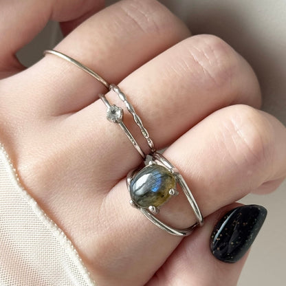 [ labradorite ] double chain silver [ free size ]