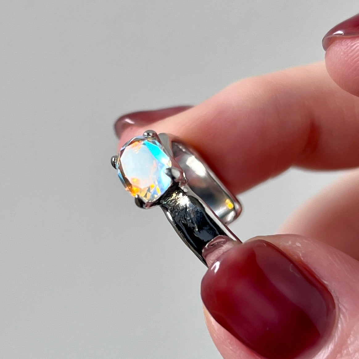 [ angel aura quartz ] um silver ring