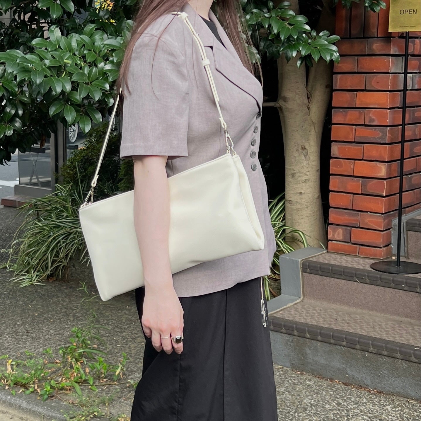 【IVORY】2way suede shoulder tote bag