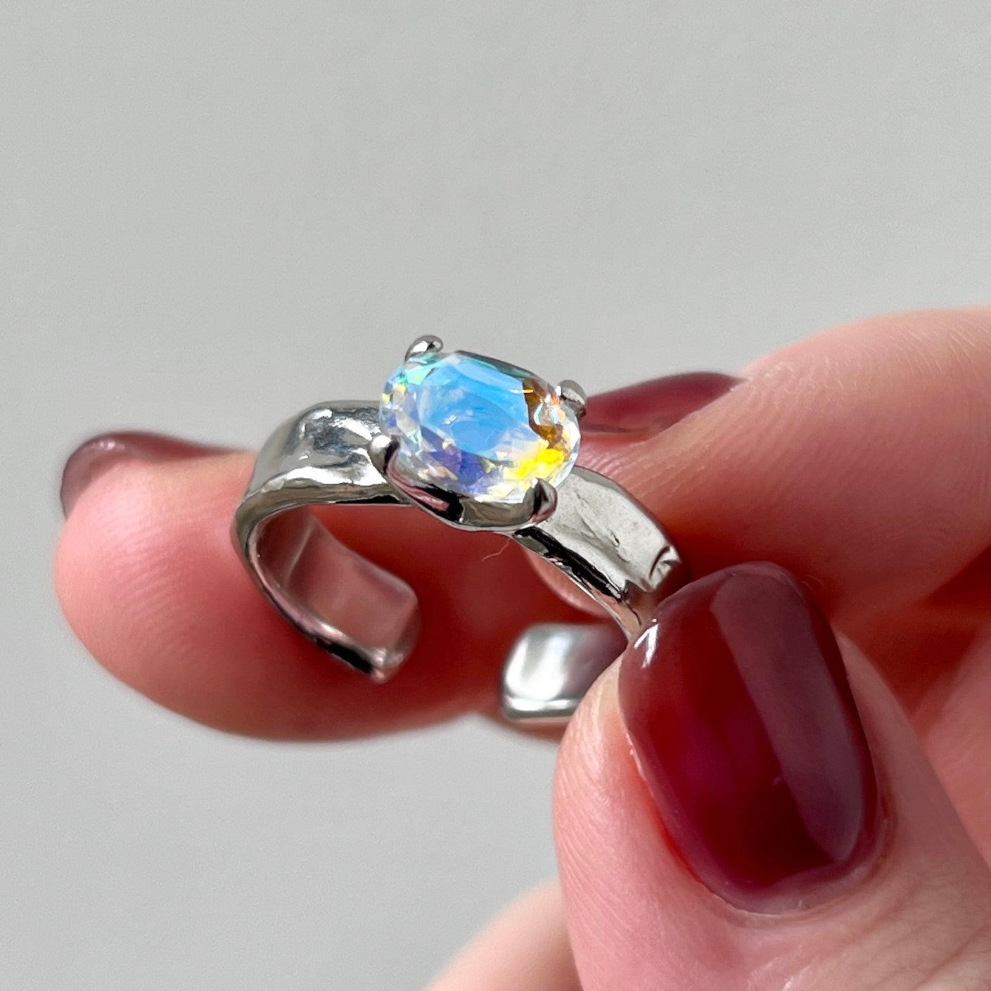 [ angel aura quartz ] um silver ring