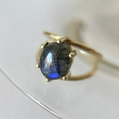 [ black labradorite ] double gold [ free size ]