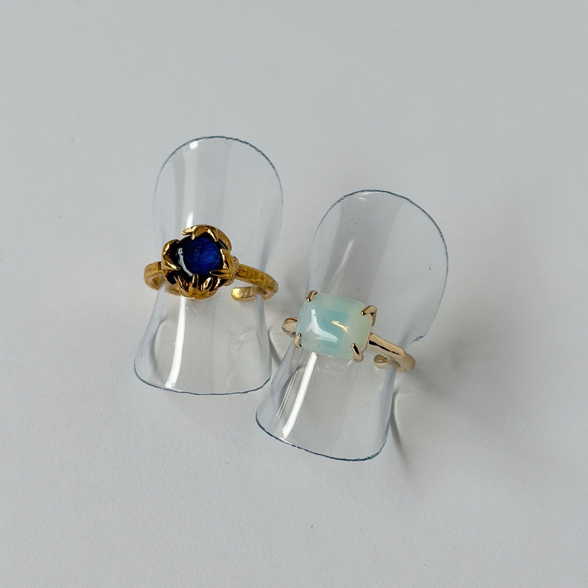【2 rings set】[ dark labradorite ] luce ring gold & [ opal ] gem OCTAGON gold