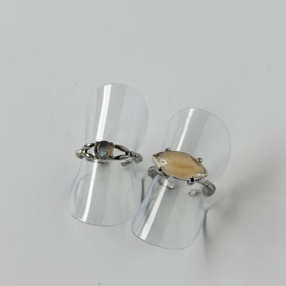 【2 rings set】[ labradorite ] spring ring silver & [ yellow ] gem MARQUISE silver