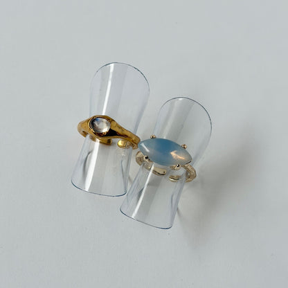 【2 rings set】[ royal blue moon stone ] pebble gold & [ opal ] gem MARQUISE gold