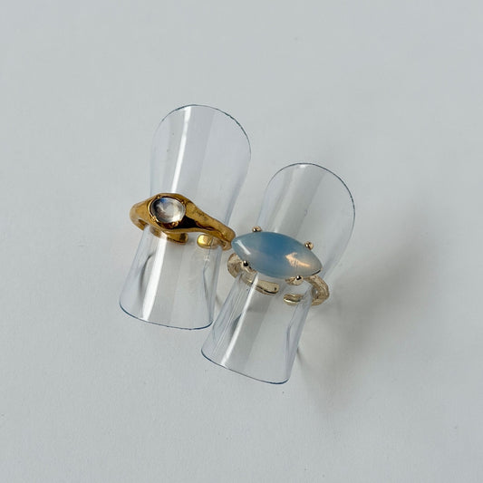 【2 rings set】[ royal blue moon stone ] pebble gold & [ opal ] gem MARQUISE gold