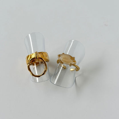 【2 rings set】[ circle ] ring gold & [ yellow ] gem MARQUISE gold