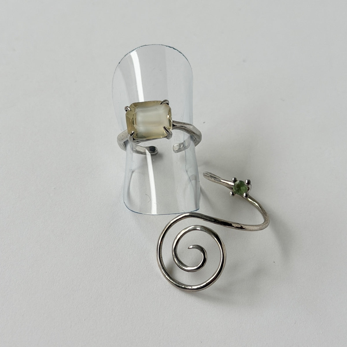 【2 rings set】SAMPLE RING & [ green apetite ] swirl ring silver