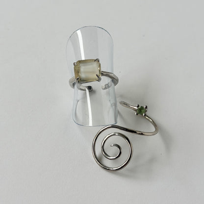 【2 rings set】SAMPLE RING & [ green apetite ] swirl ring silver