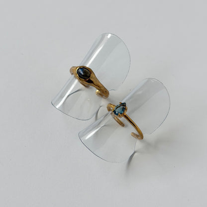 【2 rings set】[ blue labradorite ] pebble gold & [ london blue topaz ] drop faceted cut ring  gold