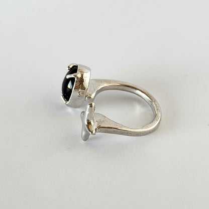 [ smoky quartz ] four pointed star silver