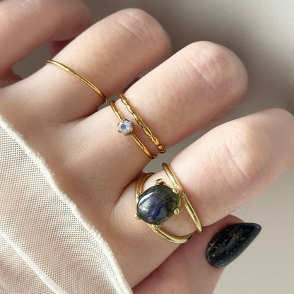 [ black labradorite ] double gold [ free size ]