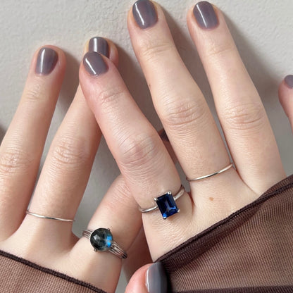 [ blue mystic topaz ] rectangle faceted cut silver