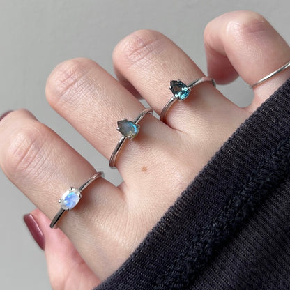 [ labradorite ] dorp faceted cut ring  silver [ free size ]