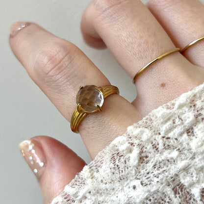 [ green amethyst (multi-faceted) ] croissant gold