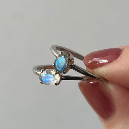 [ labradorite ] dorp faceted cut ring  silver [ free size ]