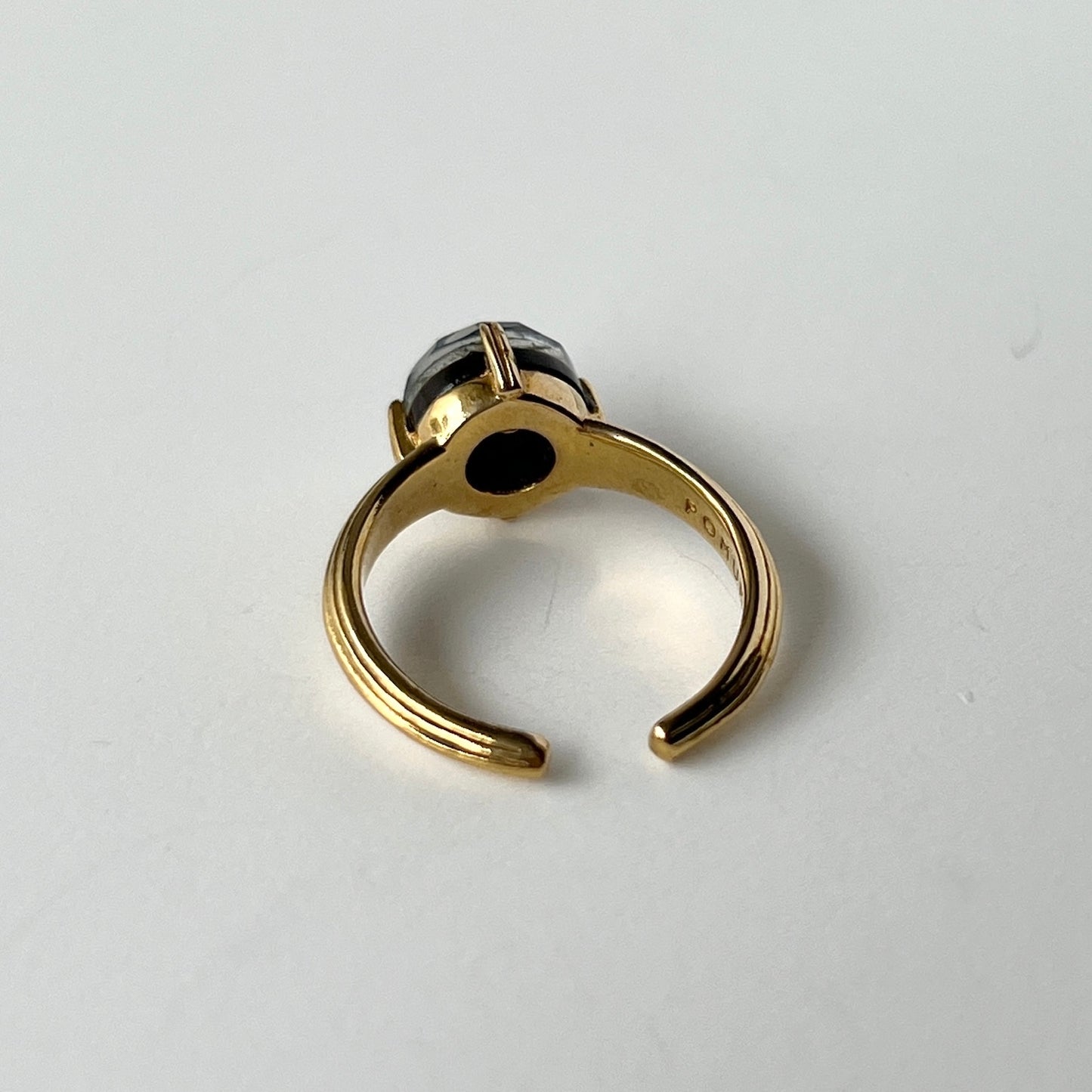 [ onyx, labradorite & crystal ] croissant gold