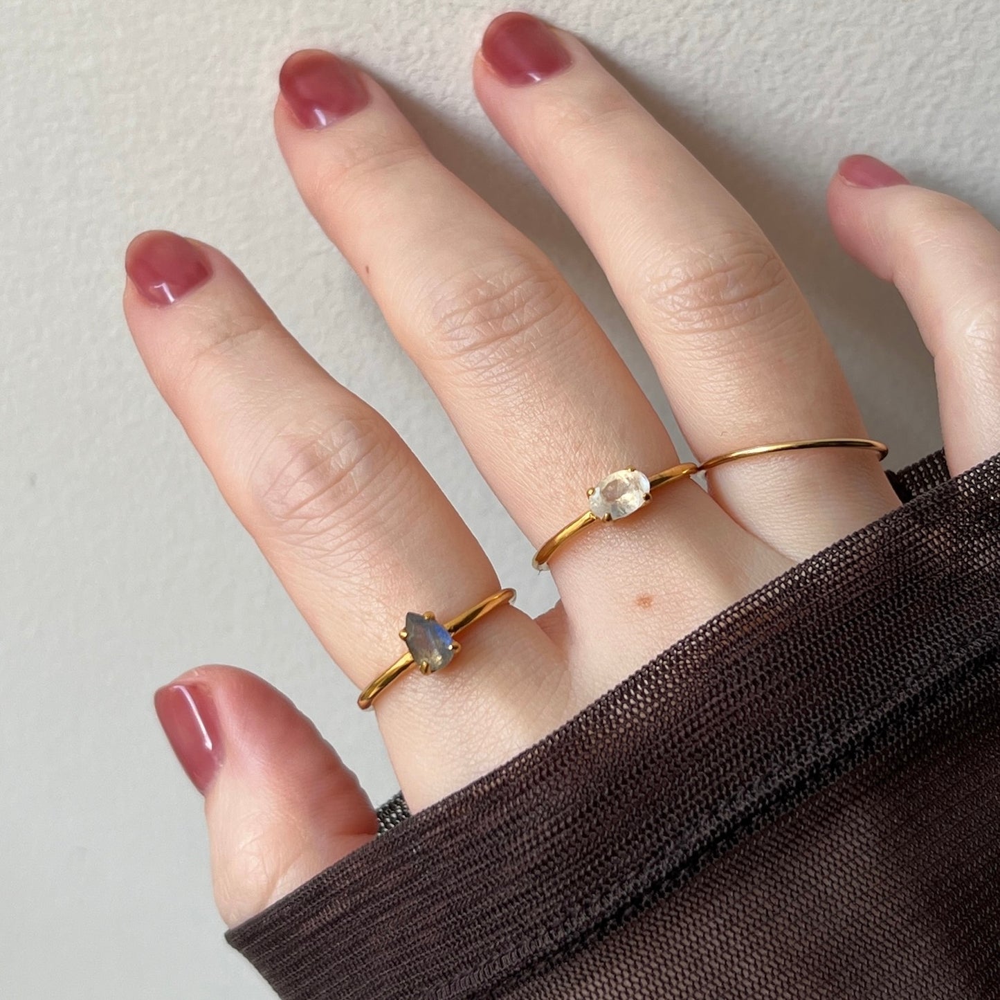 [ labradorite ] dorp faceted cut ring  gold [ free size ]