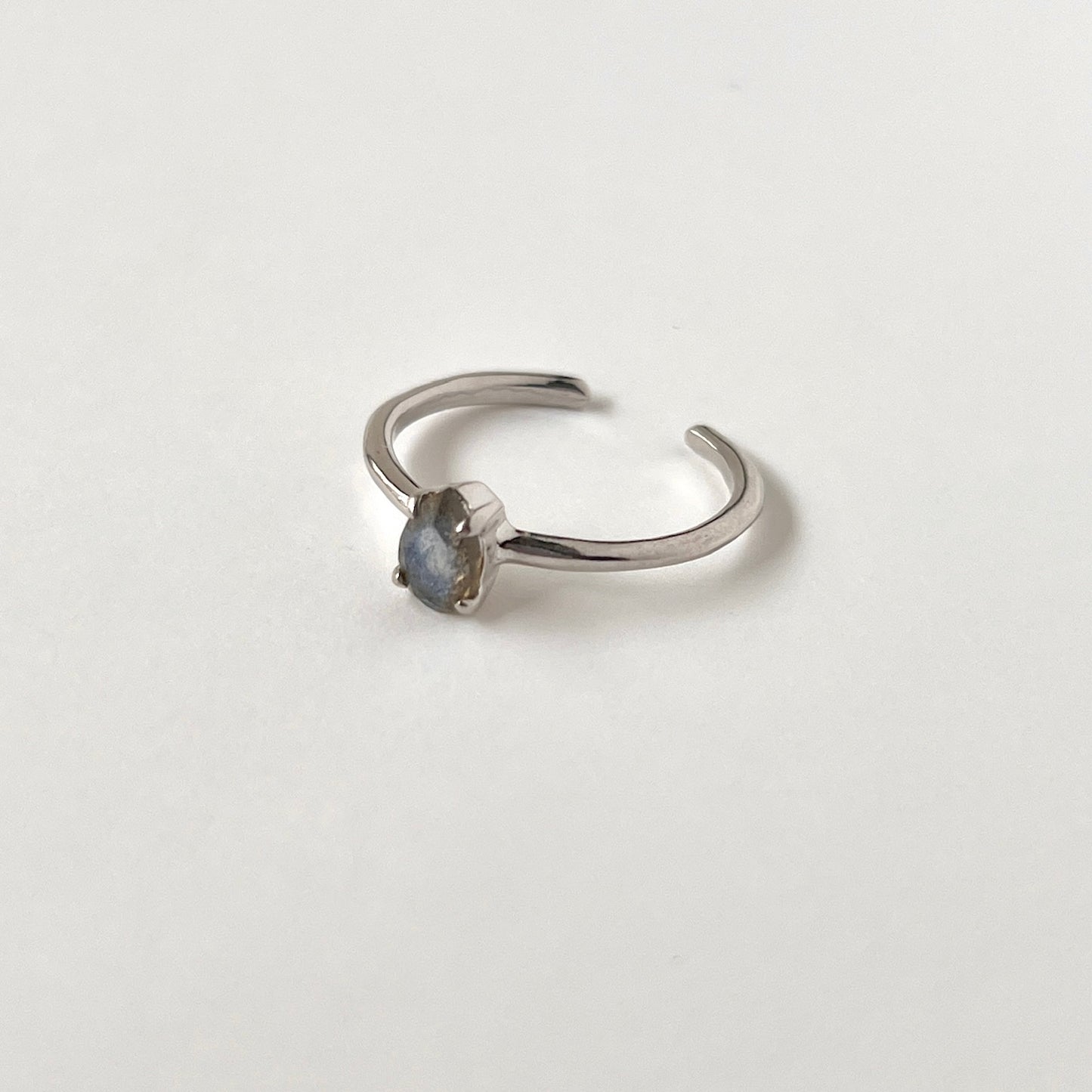 [ labradorite ] dorp faceted cut ring  silver [ free size ]