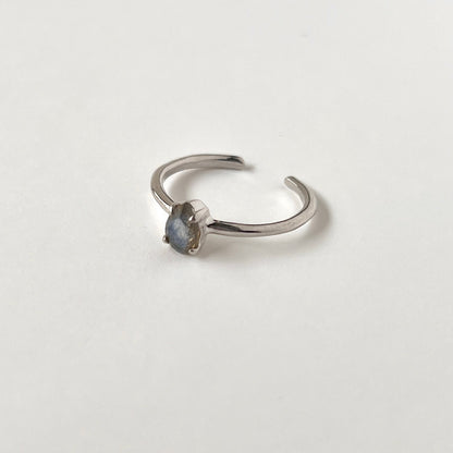 [ labradorite ] dorp faceted cut ring  silver [ free size ]