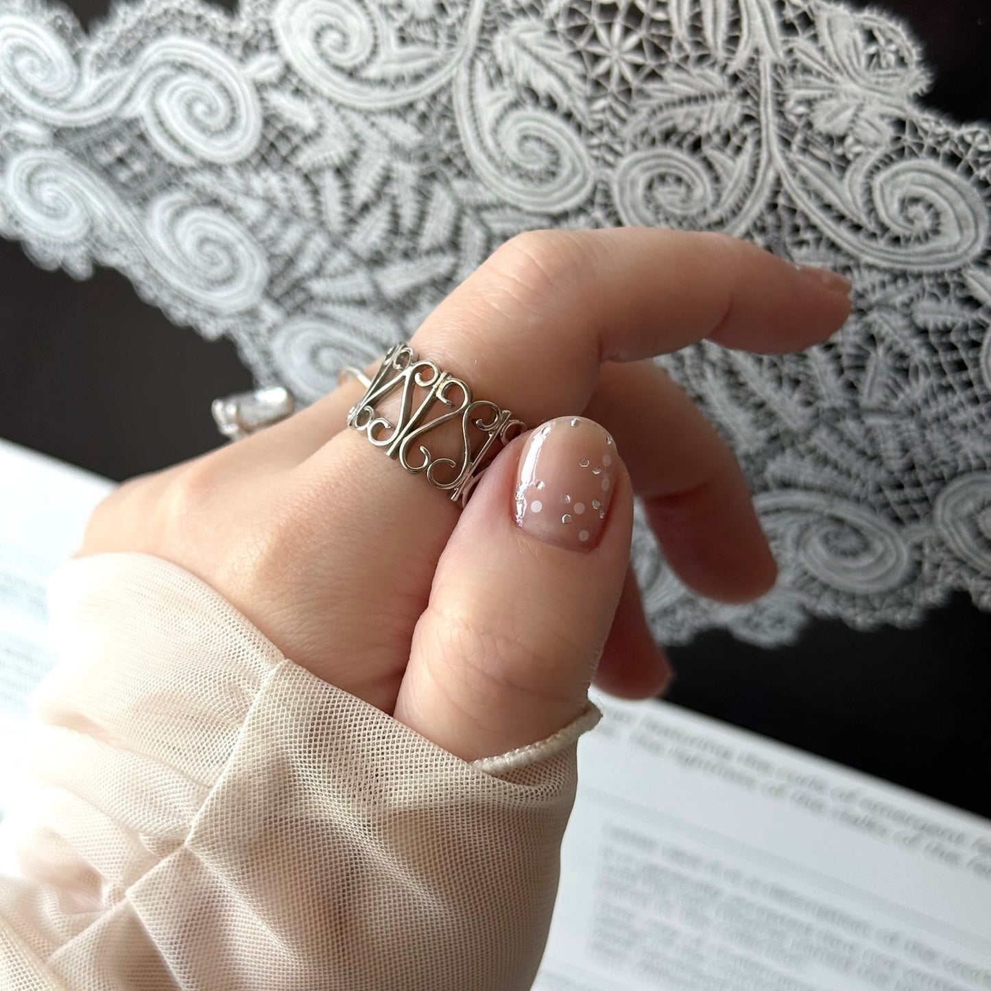 [ silver ] garden heart [ free size ]