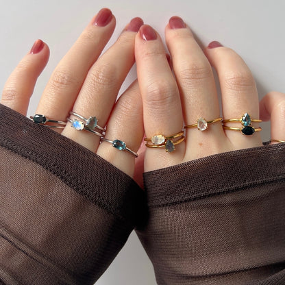 [ labradorite ] dorp faceted cut ring  gold [ free size ]