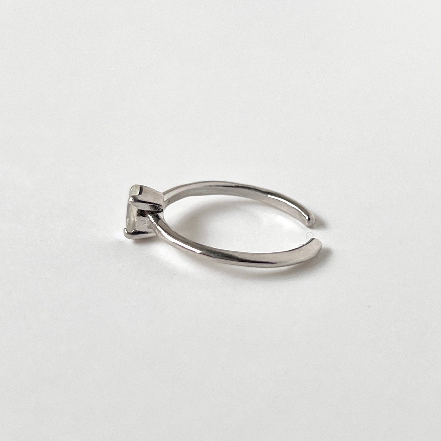 [ rainbow moon stone ] dorp faceted cut ring  silver [ free size ]