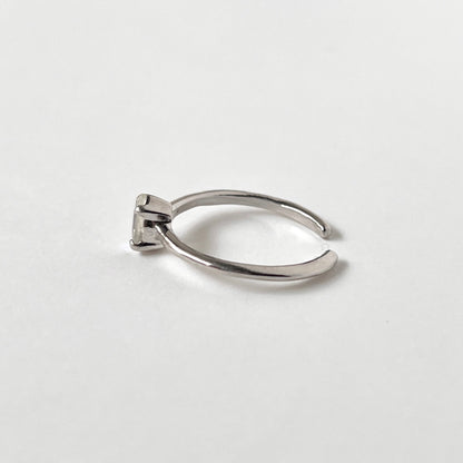 [ rainbow moon stone ] dorp faceted cut ring  silver [ free size ]