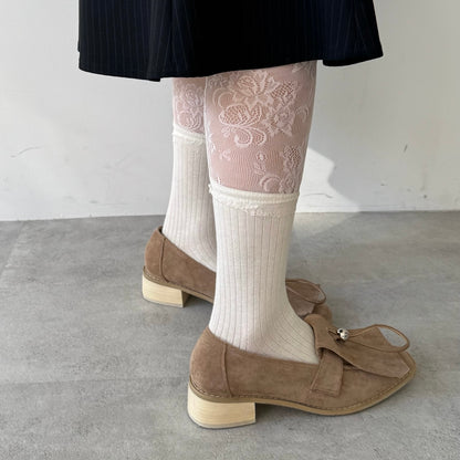 【WHITE】layered lace socks