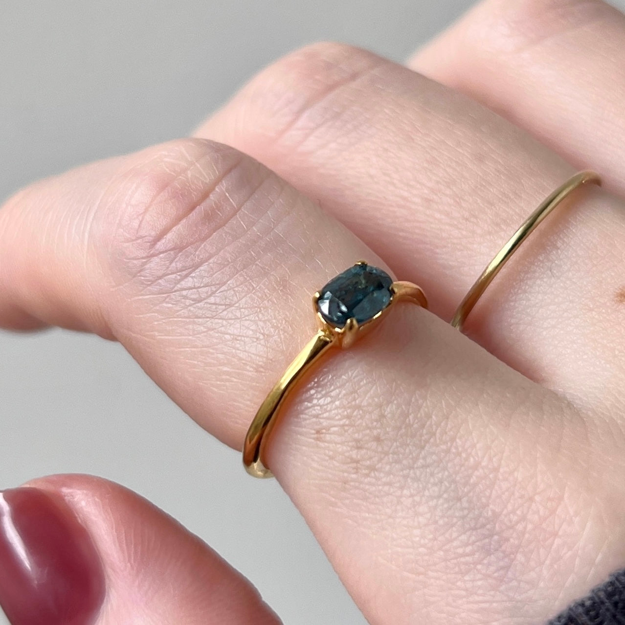 [ indigo blue kyanite ] oval faceted cut ring  gold [ free size ]