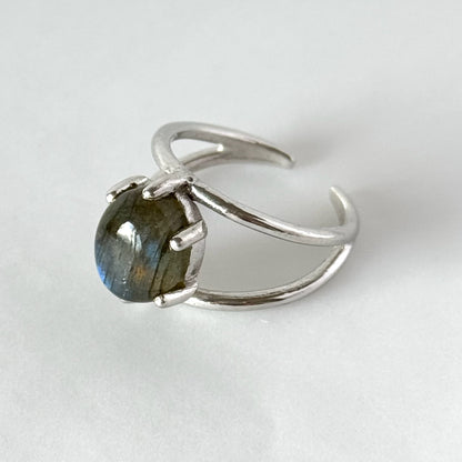 [ gray labradorite ] double silver [ free size ]