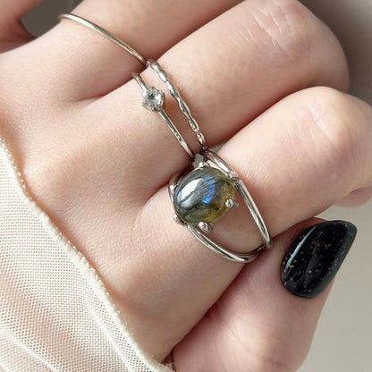 [ gray labradorite ] double silver [ free size ]