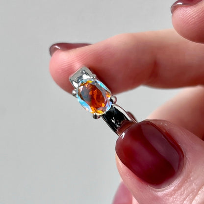 [ angel aura quartz ] um silver ring