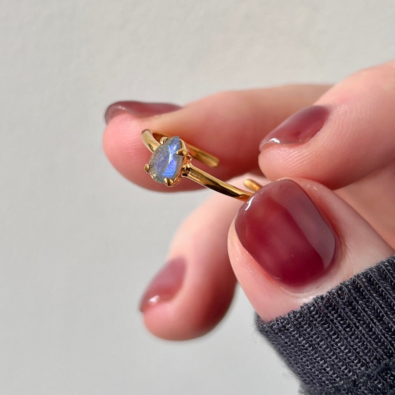 [ labradorite ] dorp faceted cut ring  gold [ free size ]