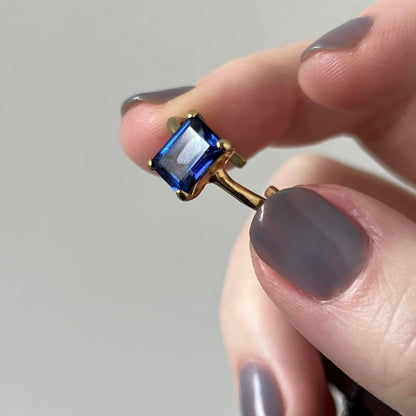 [ blue mystic topaz ] rectangle faceted cut gold [ free size ]