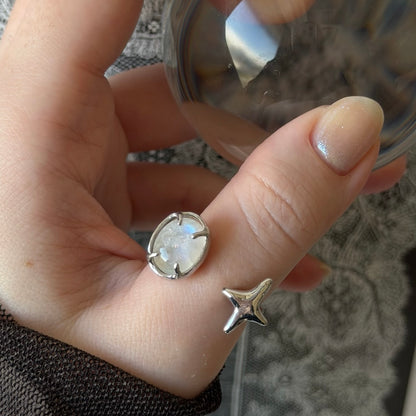 [ rainbow moon stone ] four pointed star silver