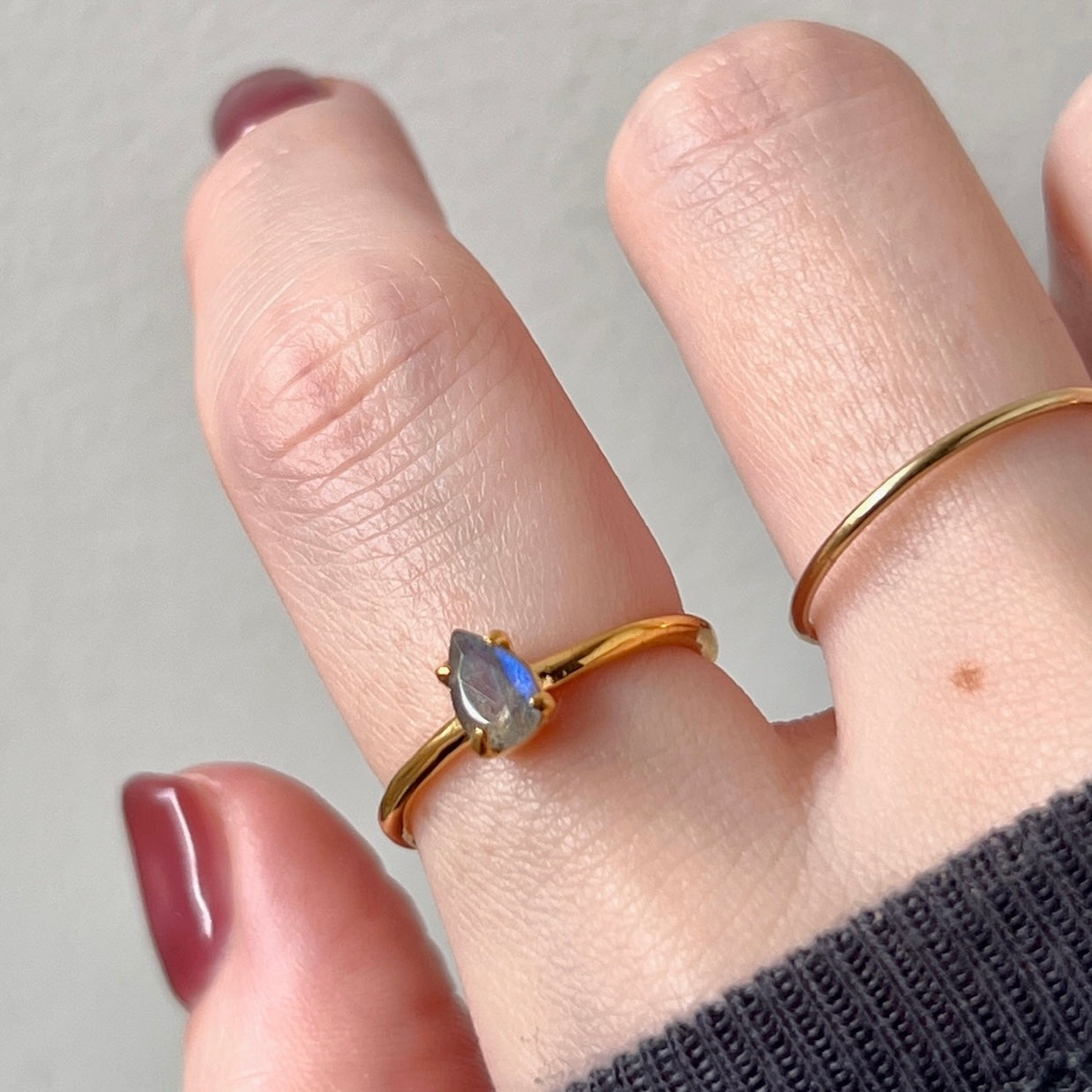 [ labradorite ] dorp faceted cut ring  gold [ free size ]