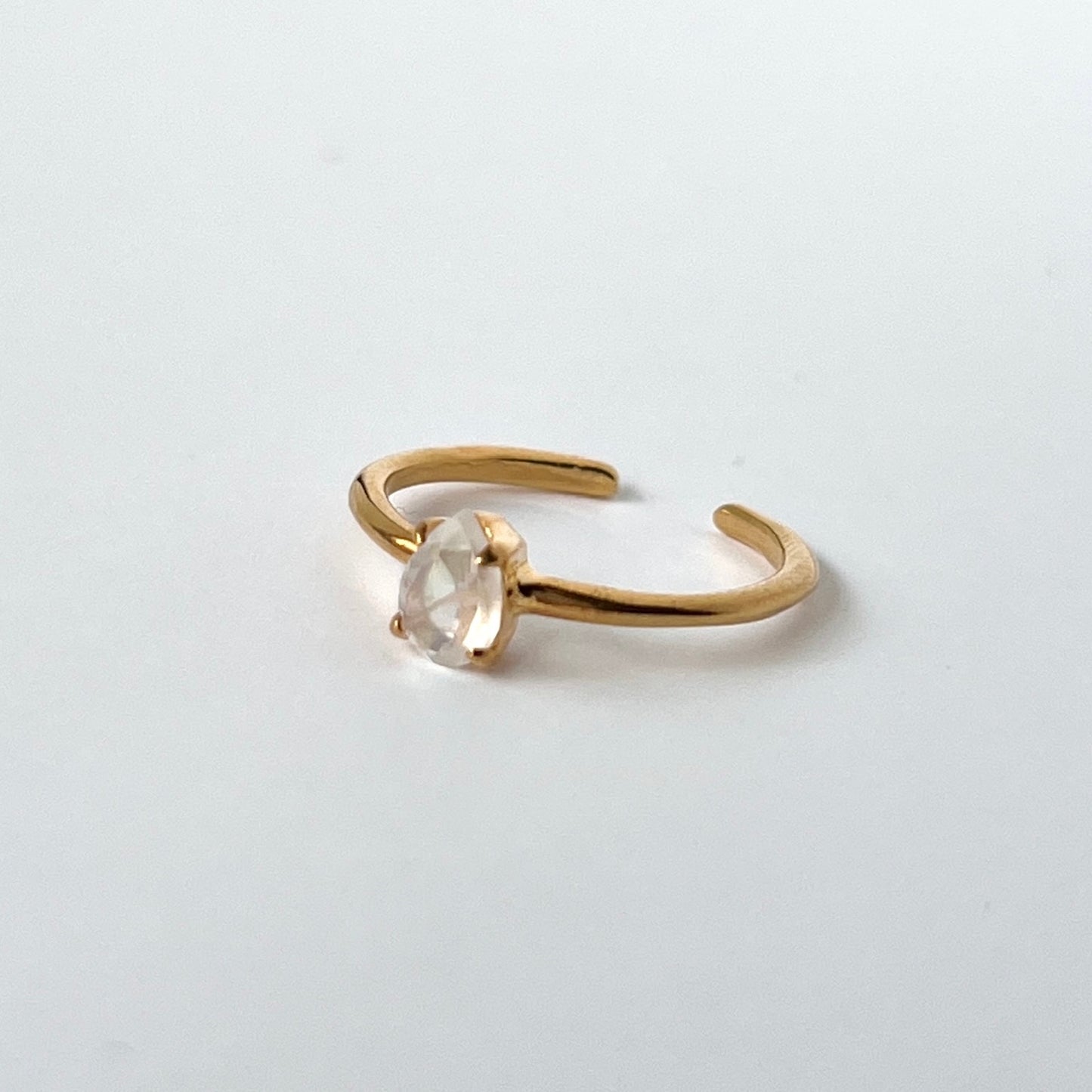 [ rainbow moon stone ] drop faceted cut ring  gold