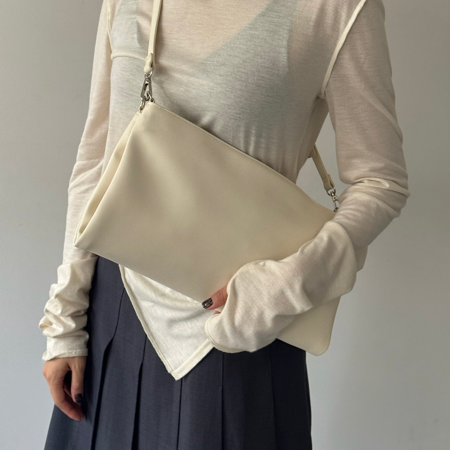 【IVORY】2way suede shoulder tote bag