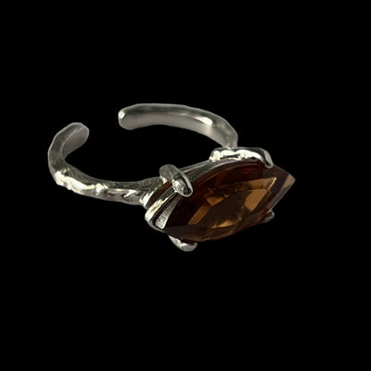 05. [ brown ] gem MARQUISE silver [ free size ]