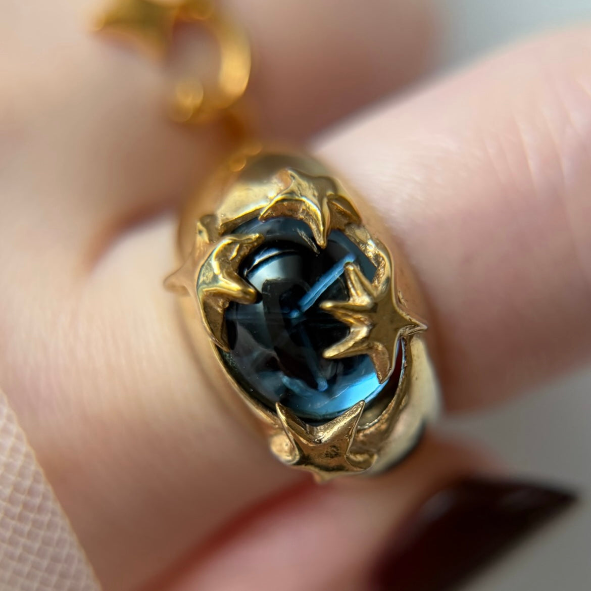 [ star dark blue ] twinkle ring gold