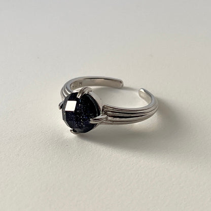 [ blue gold stone (multi-faceted) ] croissant silver