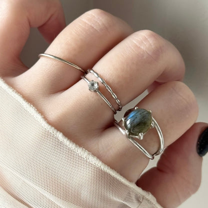 [ gray labradorite ] double silver [ free size ]