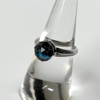 [ onyx, labradorite & crystal ] croissant silver