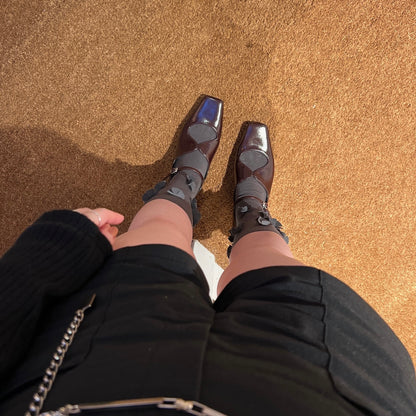 【CHARCOAL GRAY】flower motif socks